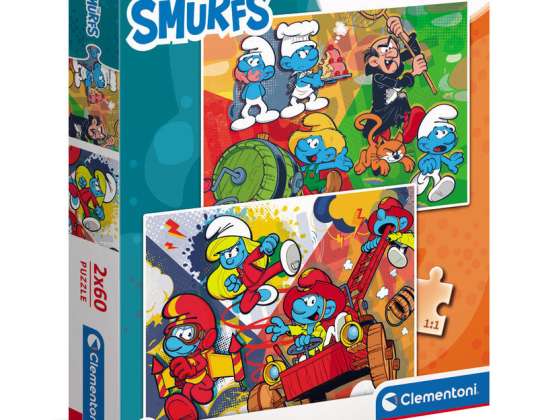 Clementoni 24792 2x60 Pieces Puzzle Supercolor The Smurfs