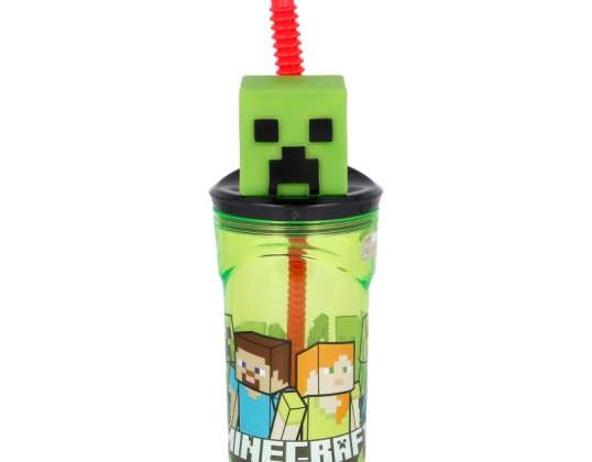 Minecraft 3D drinking cup with straw 360ml