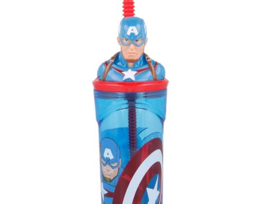 "Marvel": "Captain America" 3D gėrimo puodelis su šiaudeliais 360 ml