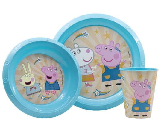 Peppa Pig Çocuklar için 3 parçalı sofra takımı