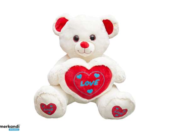 Bear with blue LOVE heart plush figure 82 cm