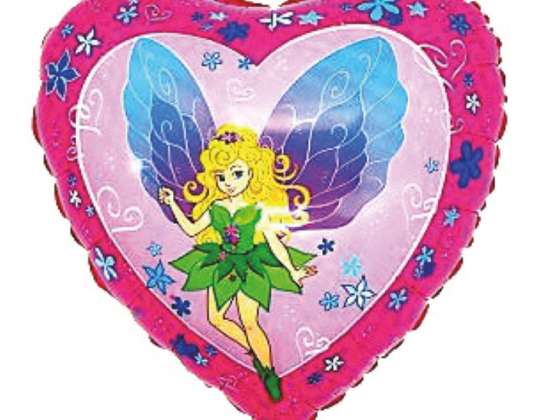 Fairy with wings heart shape foil balloon 43 cm