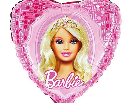 Barbie med Crown Heart Form Folieballong 43 cm