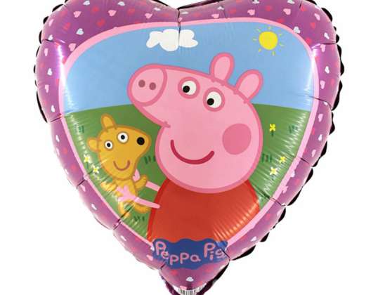 Peppa Pig folha balão forma coração 45 cm