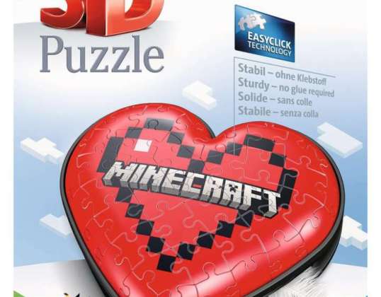 Minecraft Szív doboz 3D puzzle 54 részes
