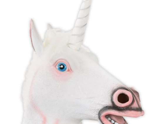 Máscara facial completa Unicornio Blanco Adulto