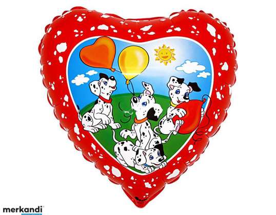 Далматинско кученце фолио балон сърце форма 43 см