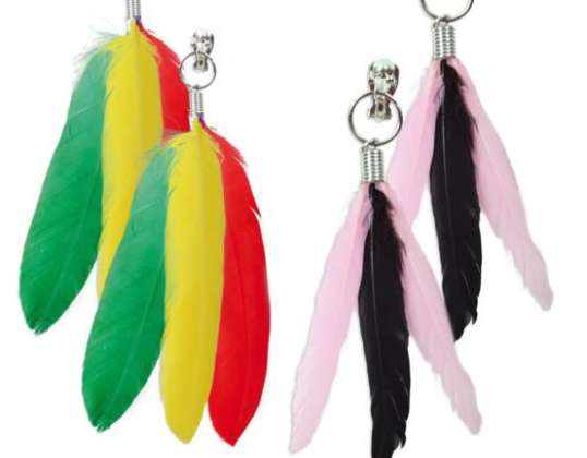 Ear clips, feathers, assorted colors, adult