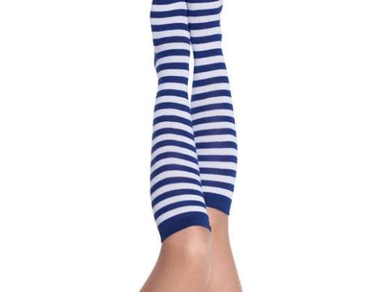 Kniehoge sokken blauw wit 35 cm Volwassene