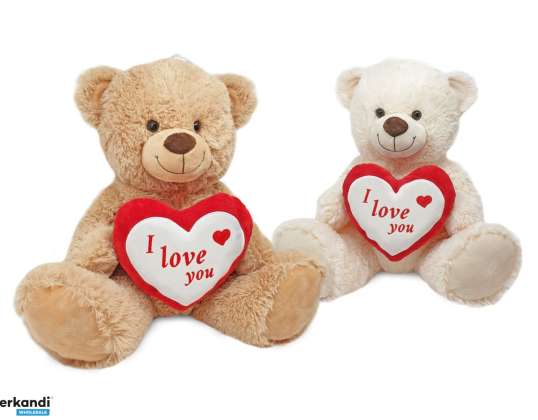 Orso con cuore peluche 2 ass. 40 cm