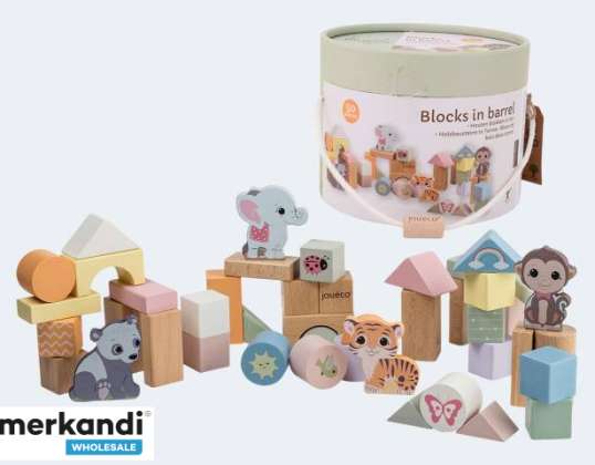 50 wooden blocks Wildies Family in barrel