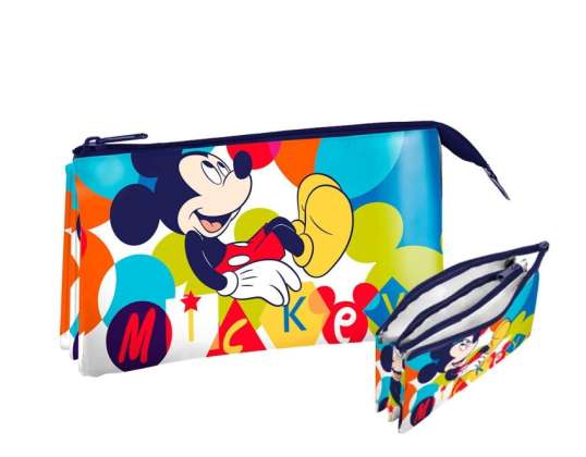 Mickey Mouse pencil case with 3 compartments