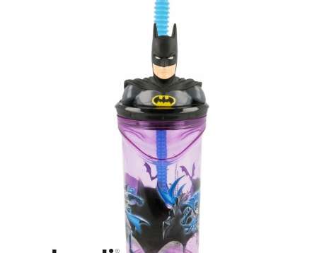 Batman 3D plastmugg med sugrör 360 ml