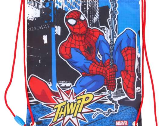Obedová taška Spiderman so zapínaním na sťahovaciu šnúrku