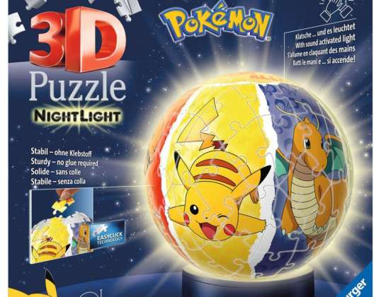 Pokémon Night Light 3D Puzzle Ball 72 Peças