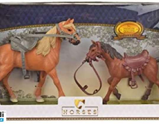 PAARDEN paard met zadel en hoofdstel speelfiguur set