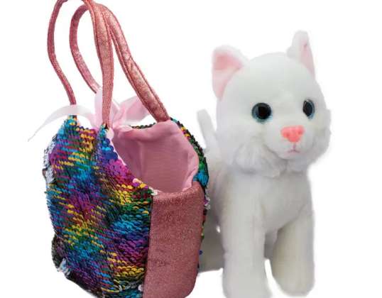 Set of catty plush and bag with magic sequins