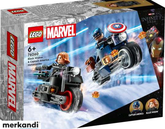 ® LEGO 76260 Marvel Black Widows &; Captain Americas Motociclete 130 piese