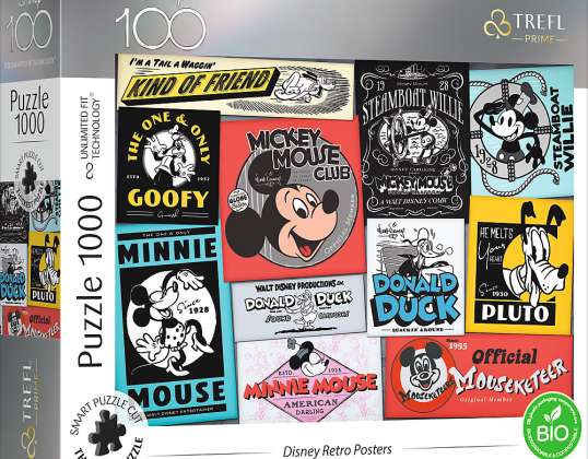 Disney 100 års retro plakat UFT puslespil 1000 brikker