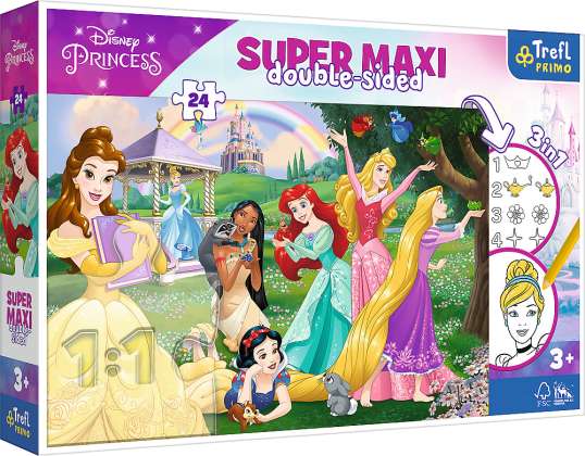 Disney Princess Primo Super Maxi Puzzle 24 pezzi e disegno da colorare