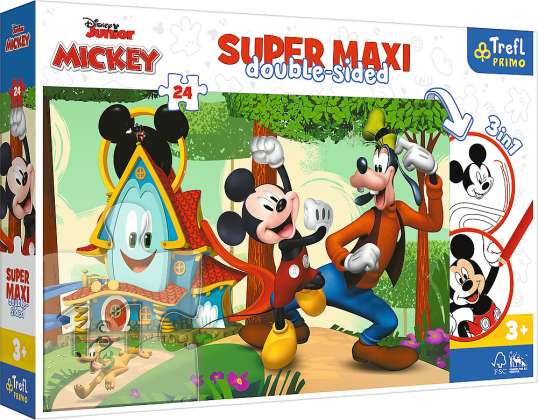Desenho de Mickey Mouse Primo Super Maxi Puzzle 24 peças e para colorir
