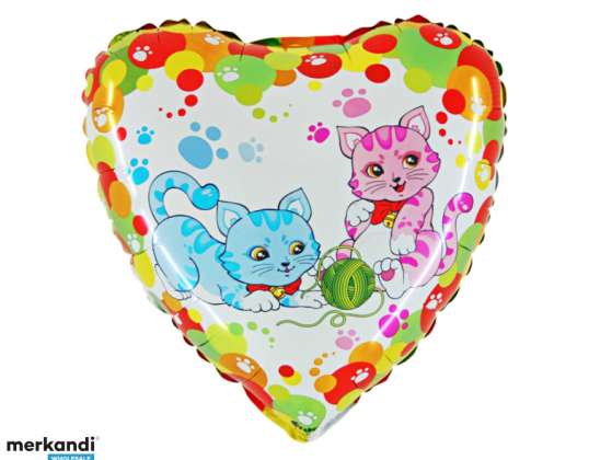 Παίζοντας Γάτες Foil Balloon Heart Shape