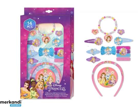 Set di accessori per capelli principessa Disney 14 pezzi