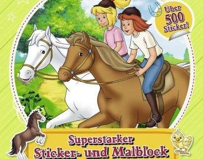 Bibi & Tina: pegatina súper fuerte y almohadilla para colorear para los fanáticos de los caballos