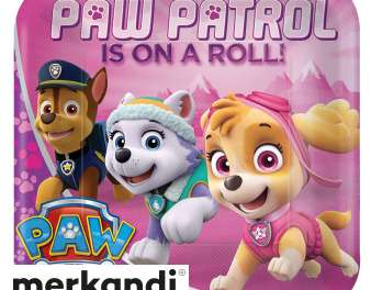 Paw Patrol Pink 8 square party plates 23 cm