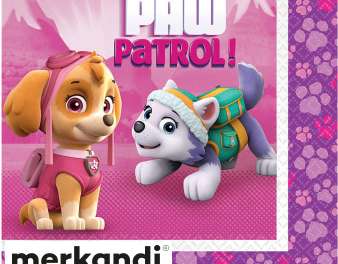Paw Patrol Pink   20 Servietten 33 x 33 cm