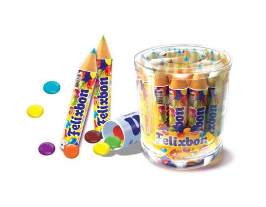 Felixbon 15g - Chocolate candies in the shape of lentils, in a paper tube with a crayon tip