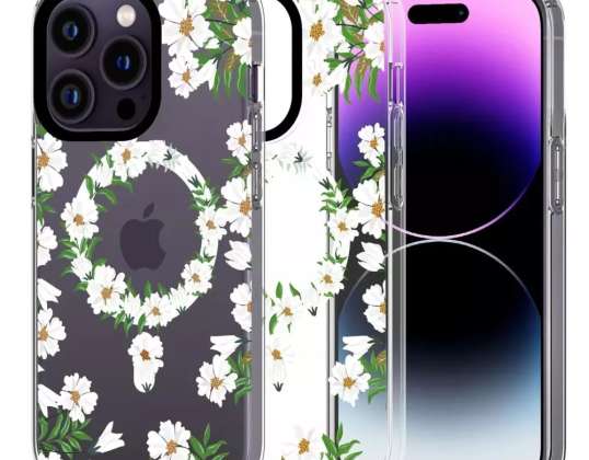 MagMood MagSafe Case for Apple iPhone 14 Pro White Daisy