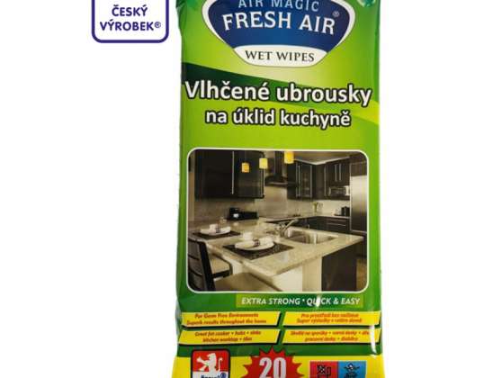 Våtservietter for rengjøring av kjøkken i friskluft (20 stk)