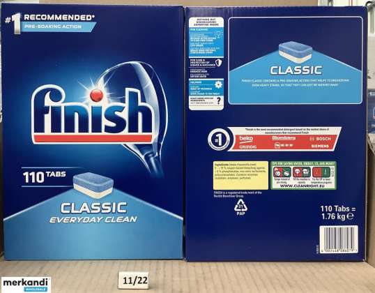 Finish dishwasher tablets different languages and box sizes