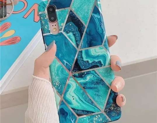 Capa de proteção traseira de mármore para iPhone 12 mini azul