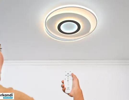 Kaasaegne LED-ümmargune lagi kaugjuhtimispuldi ja 3 valgustusrežiimiga