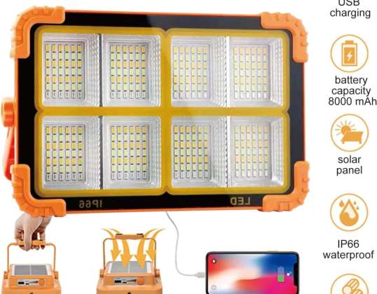 Vanntett utendørs oppladbar LED-spotlight for byggeplass, med USB-kabel, 5 moduser, Camping LamEmergency, Fiske, Telt [Energiklasse A+++]
