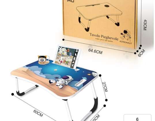 BACK TO SCHOOL - Kid&#039;s Foldable Table for Laptop PC Notebook Computer Tablet Stand 60x40x28cm. Work and Breakfast Table in Bed.  - ASTRONAUT DESIGN