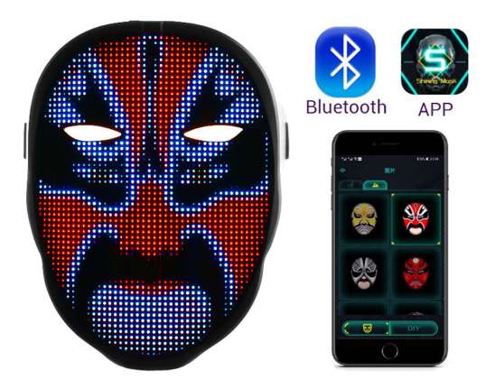 Osvetljena LED maska za obraz z aplikacijo Bluetooth
