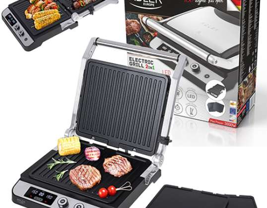 LED ELEKTRISCHE GRILL 2in1 3000W TAFEL/CONTACT AD 3059