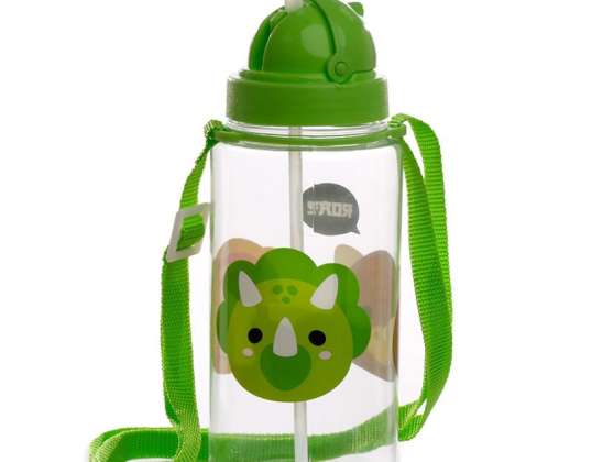 Garrafa de Água Adoramal's Dinosaur Kids com Palha Flip 450ml