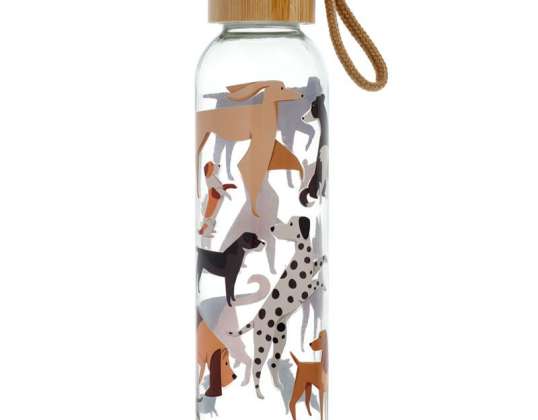 Barks Dog Water Bottle Glass & Bamboo