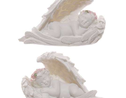 Malí andělé spící v křídlech s růžovými růžemi na kus
