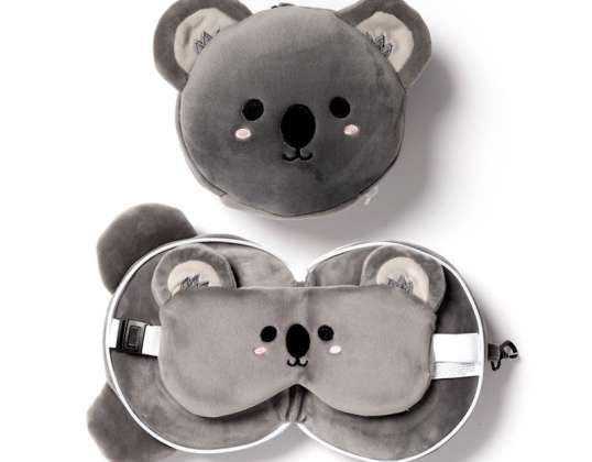 Relaxeazzz plyšový koala medvěd cestovní polštář a oční maska