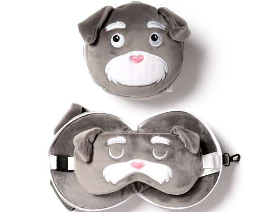 Relaxeazzz Plush Dog Squad Dog Travel Pillow & Eye Mask