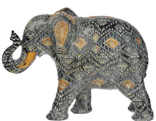 Geometrische Schwarz und Gold MittelgroßerThai Elefant Figur