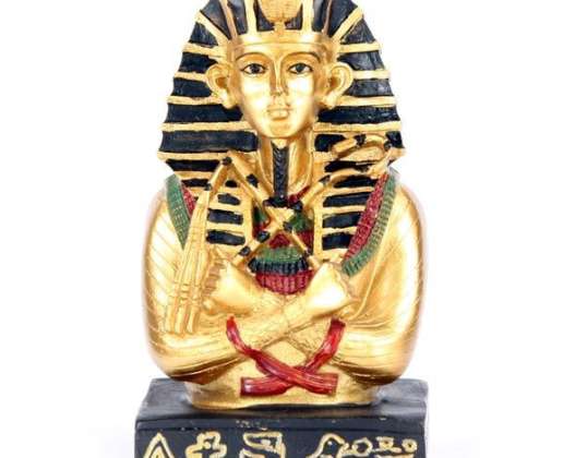 Golden Tutankhamun holds staff & flail each piece