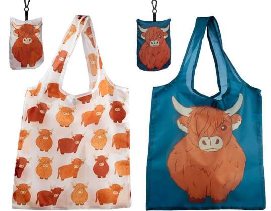 Highland Coo Cow saco de compras dobrável reutilizável por peça