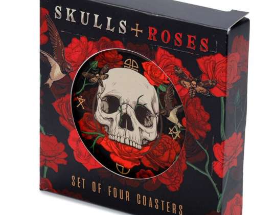 Skulls & Roses Skull Coaster Set 4 ks