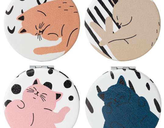 Cat&apos;s Life Cat Faux Leather Pocket Mirror Per Piece